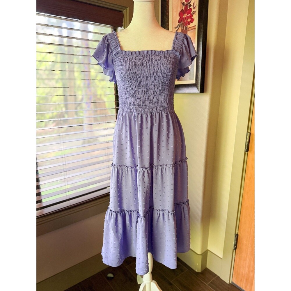 Lavender Sweet Rain Size Small Dress Cottage Core Smocked Swiss Dot
